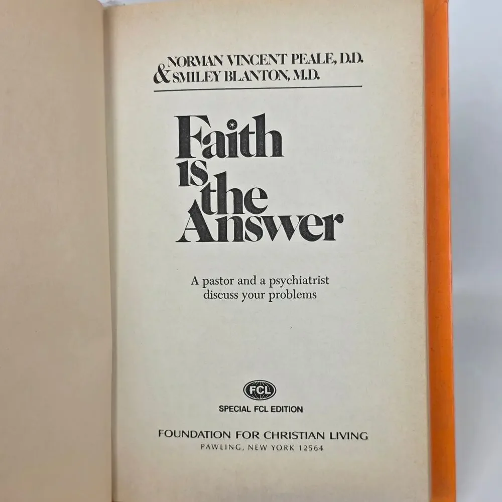 FAITH IS THE ANSWER BY PEALE & BLANTON VINTAGE CHRISTIAN LIVING HARDCOVER BOOK